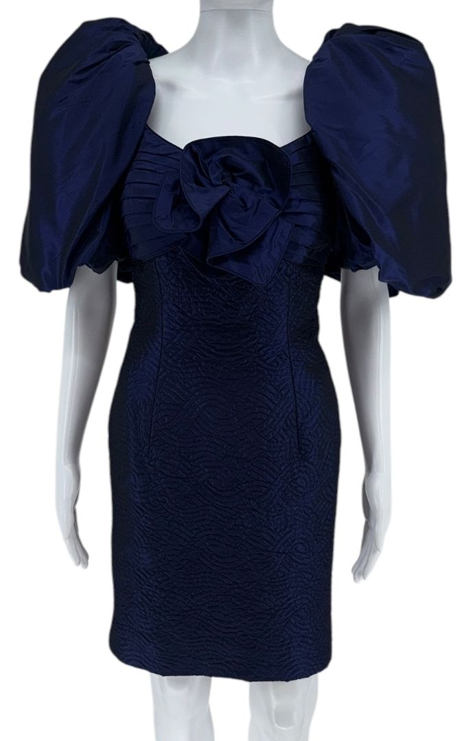 Patricia Rhodes Dramatic Puff-Sleeve Cocktail Dress — Size 4