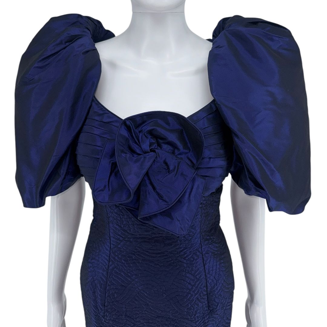 Patricia Rhodes Dramatic Puff-Sleeve Cocktail Dress — Size 4