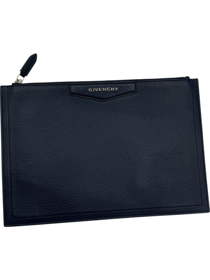 Givenchy Antigona Clutch Navy Pebbled Leather