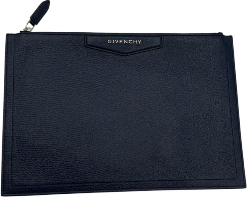 Givenchy Antigona Clutch Navy Pebbled Leather