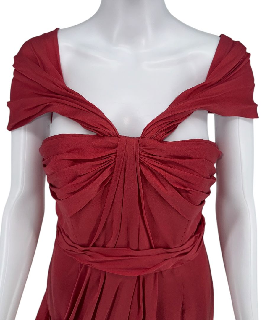 J. Mendel Draped Off-Shoulder Cocktail Dress – Size 6