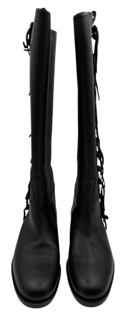 Valentino BNIB Leather Fringe Trim Accent Riding Boots - Size 37