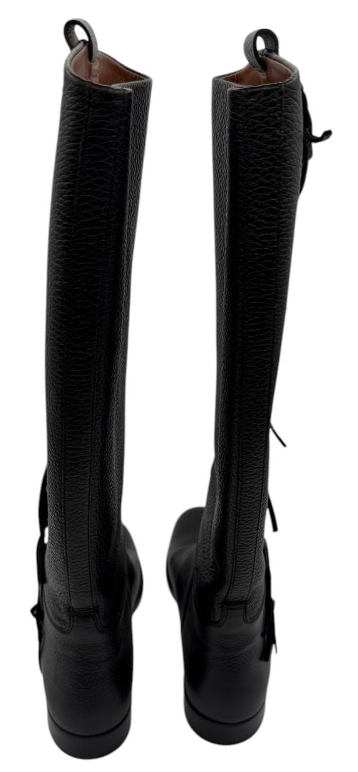 Valentino BNIB Leather Fringe Trim Accent Riding Boots - Size 37