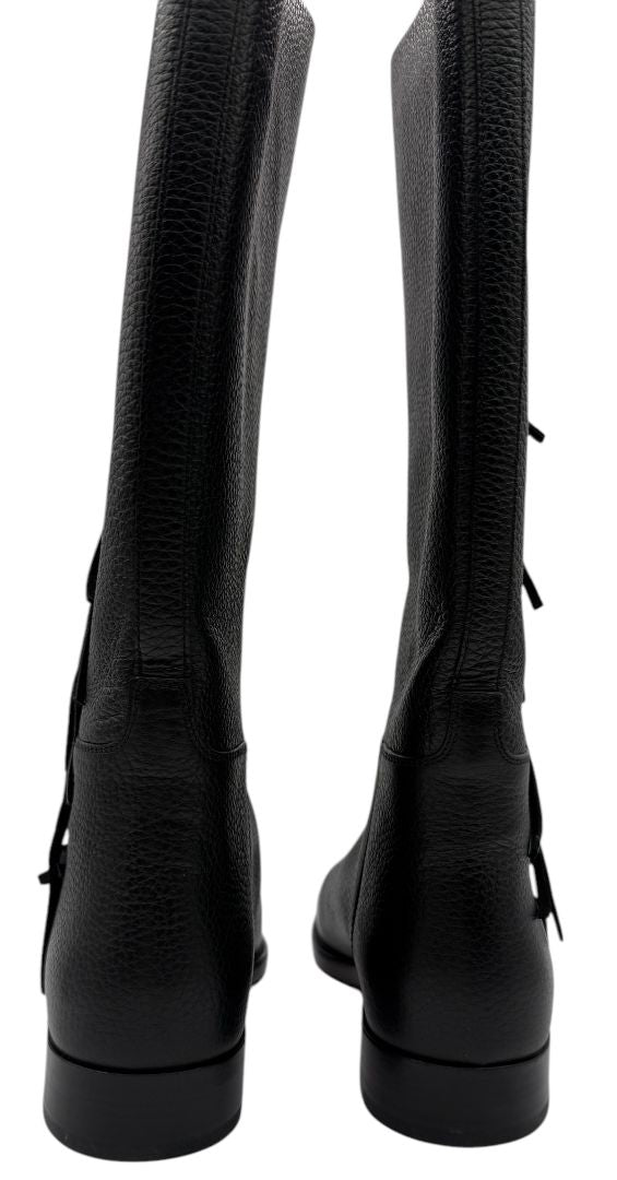 Valentino BNIB Leather Fringe Trim Accent Riding Boots - Size 37