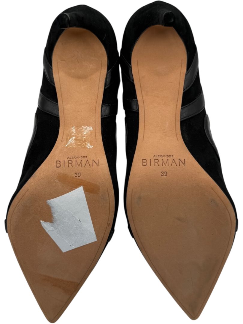 Alexandre Birman Black Suede & Leather Trim Pointed-Toe Booties – Size 39
