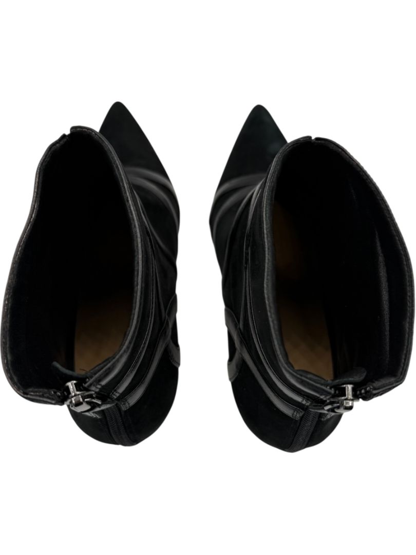 Alexandre Birman Black Suede & Leather Trim Pointed-Toe Booties – Size 39