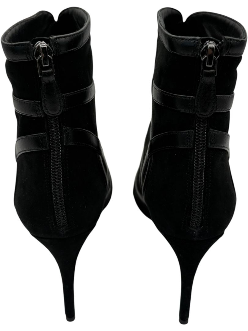 Alexandre Birman Black Suede & Leather Trim Pointed-Toe Booties – Size 39