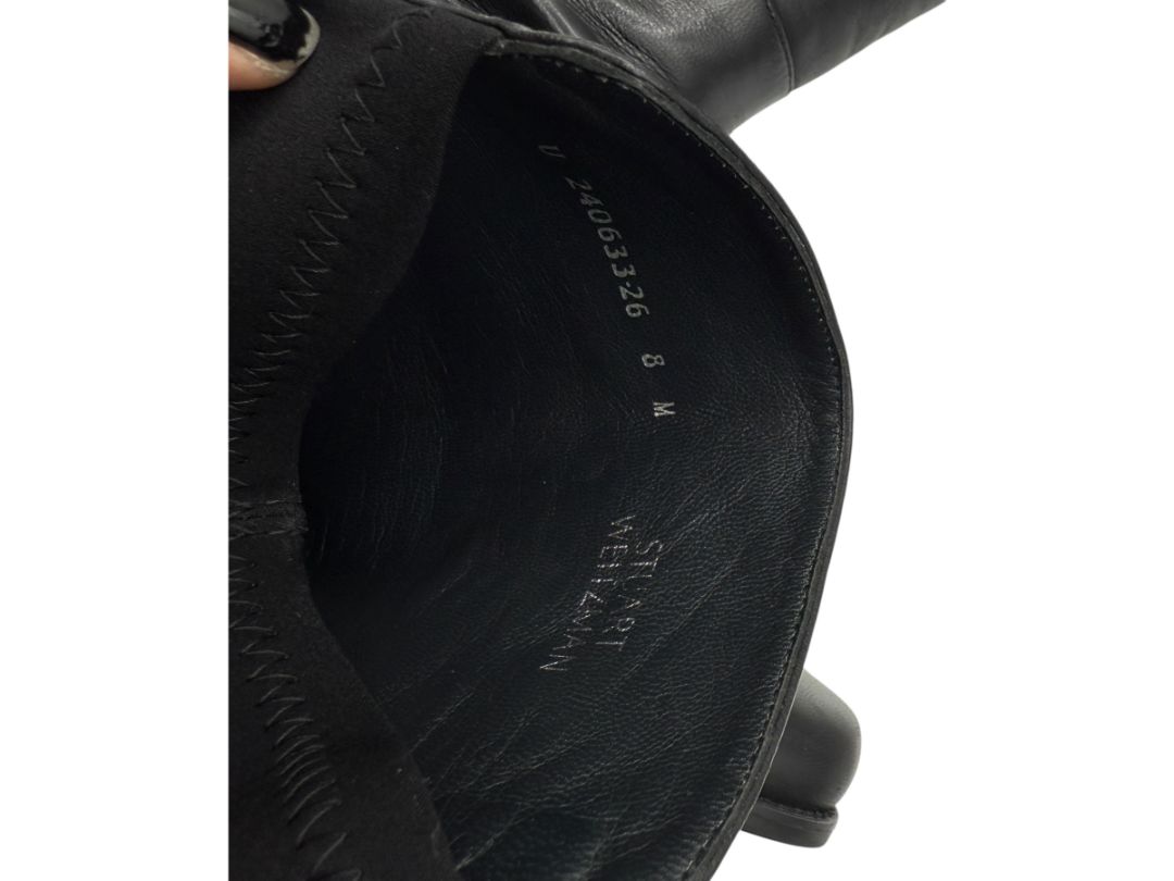 Stuart Weitzman Black Leather & Stretch Fabric 50/50 Knee-High Riding Boots – Size 8M