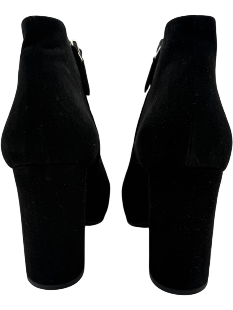 Prada Black Suede Block Heel Booties – Size 39