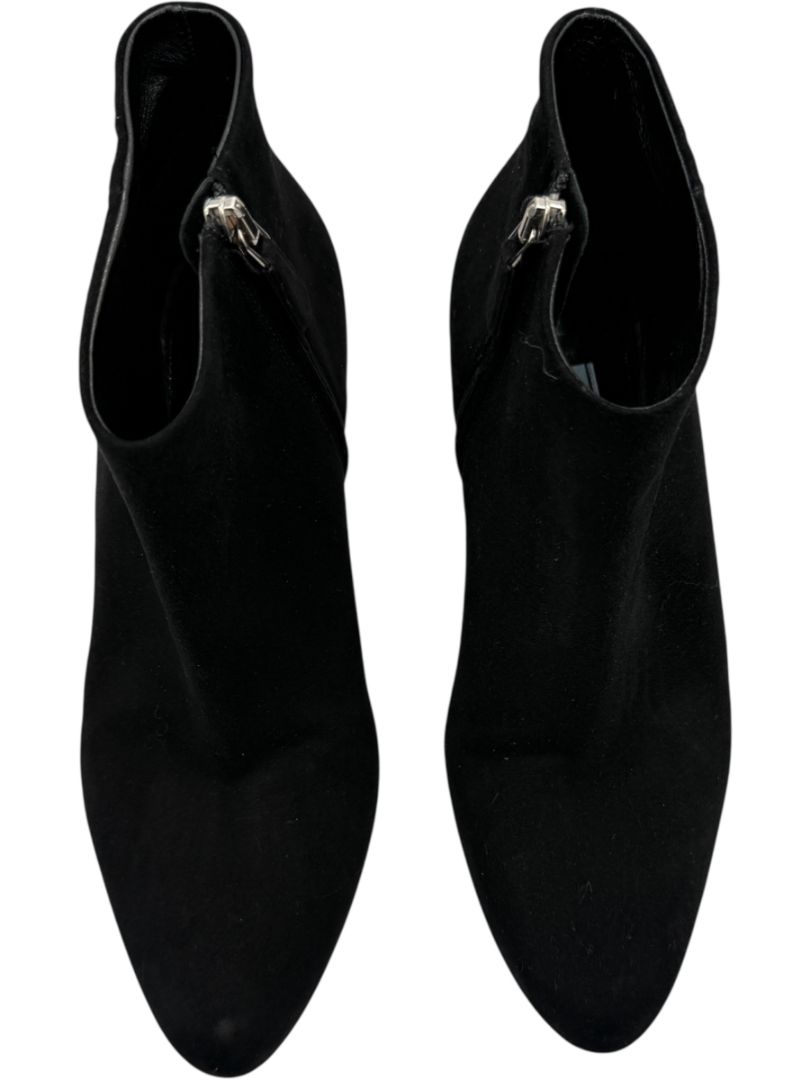 Prada Black Suede Block Heel Booties – Size 39
