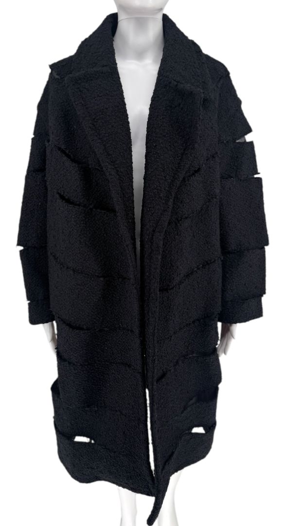 Tom Ford Black Textured Bouclé Cut-Out Coat – Runway Fall 2017 – Size S – NWT