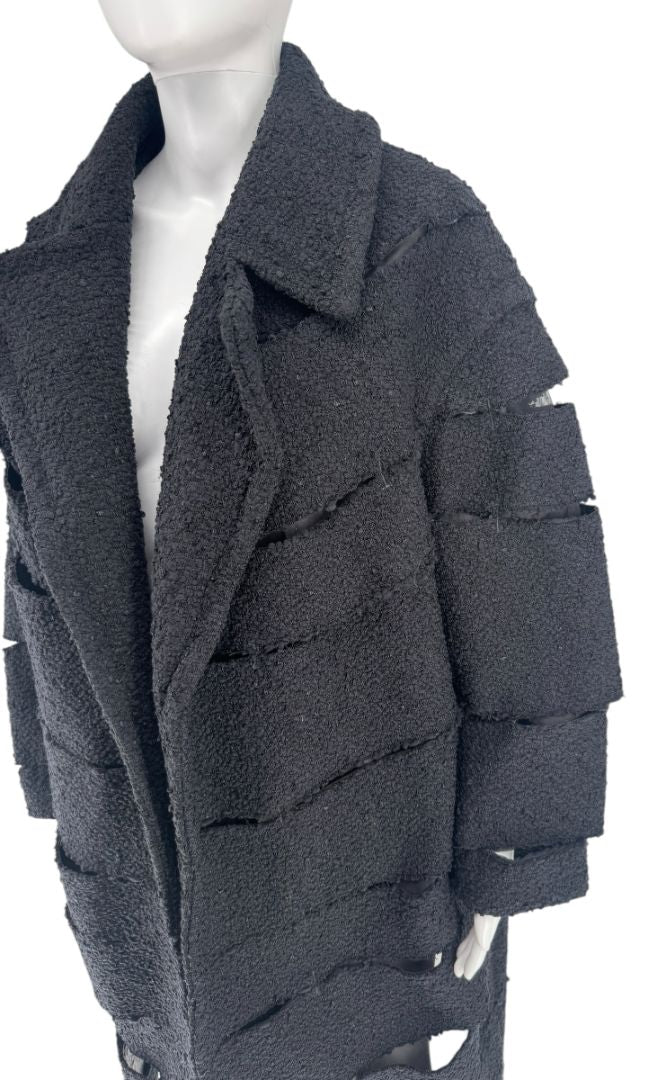 Tom Ford Black Textured Bouclé Cut-Out Coat – Runway Fall 2017 – Size S – NWT