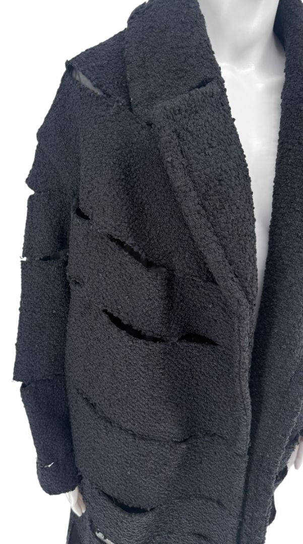 Tom Ford Black Textured Bouclé Cut-Out Coat – Runway Fall 2017 – Size S – NWT