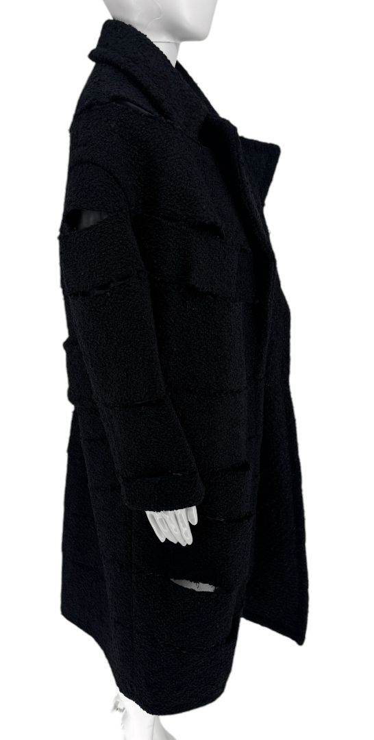 Tom Ford Black Textured Bouclé Cut-Out Coat – Runway Fall 2017 – Size S – NWT