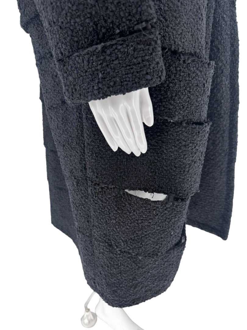 Tom Ford Black Textured Bouclé Cut-Out Coat – Runway Fall 2017 – Size S – NWT