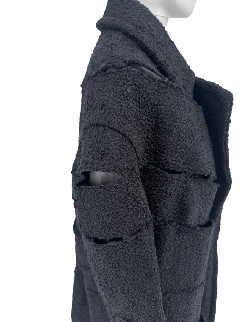 Tom Ford Black Textured Bouclé Cut-Out Coat – Runway Fall 2017 – Size S – NWT