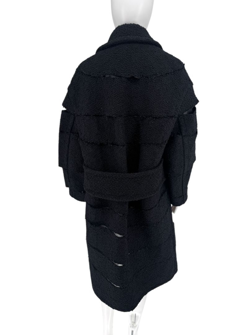 Tom Ford Black Textured Bouclé Cut-Out Coat – Runway Fall 2017 – Size S – NWT