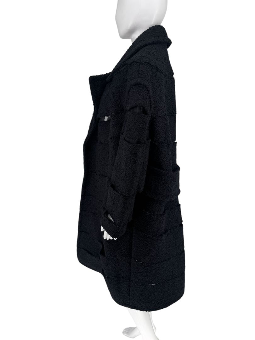 Tom Ford Black Textured Bouclé Cut-Out Coat – Runway Fall 2017 – Size S – NWT