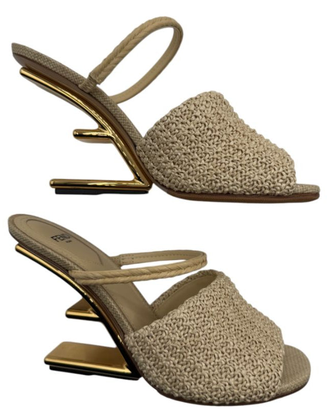 Fendi Raffia High-heeled Sandals - Size 37