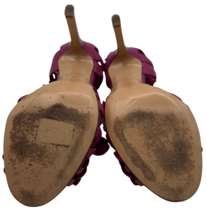 Tom Ford Magenta Floral Cutout Leather Sandals – Size 37 – Very Good Preowned Condition