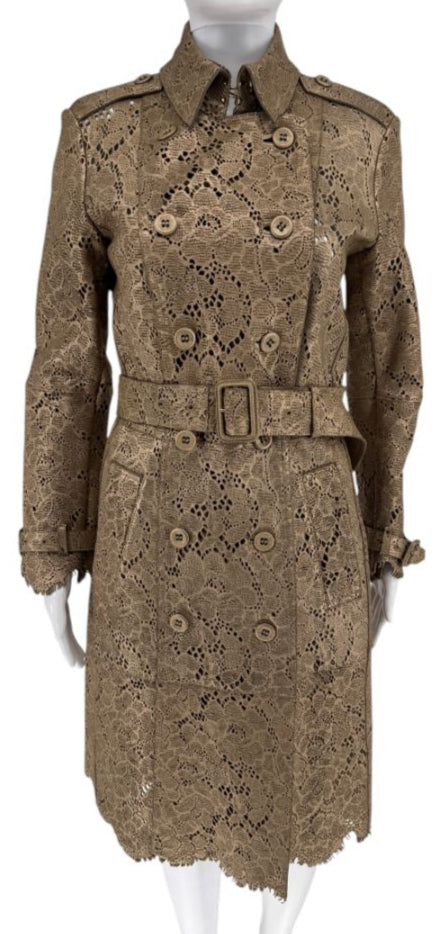 Runway BURBERRY Prorsum Laser Cut Goat Leather Trench Size Small