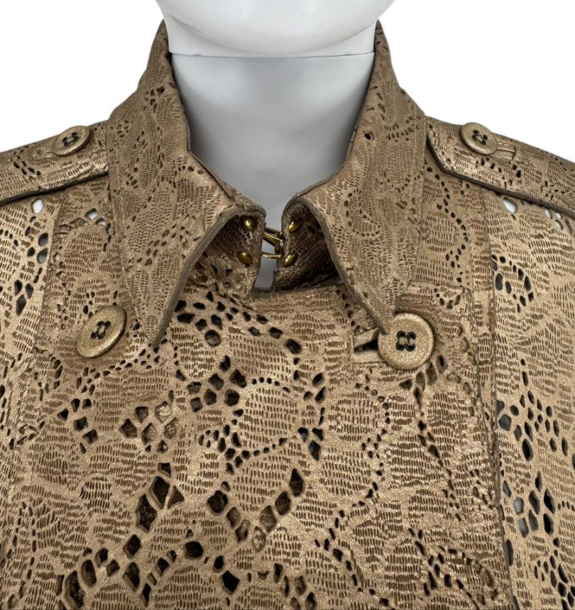Runway BURBERRY Prorsum Laser Cut Goat Leather Trench Size Small