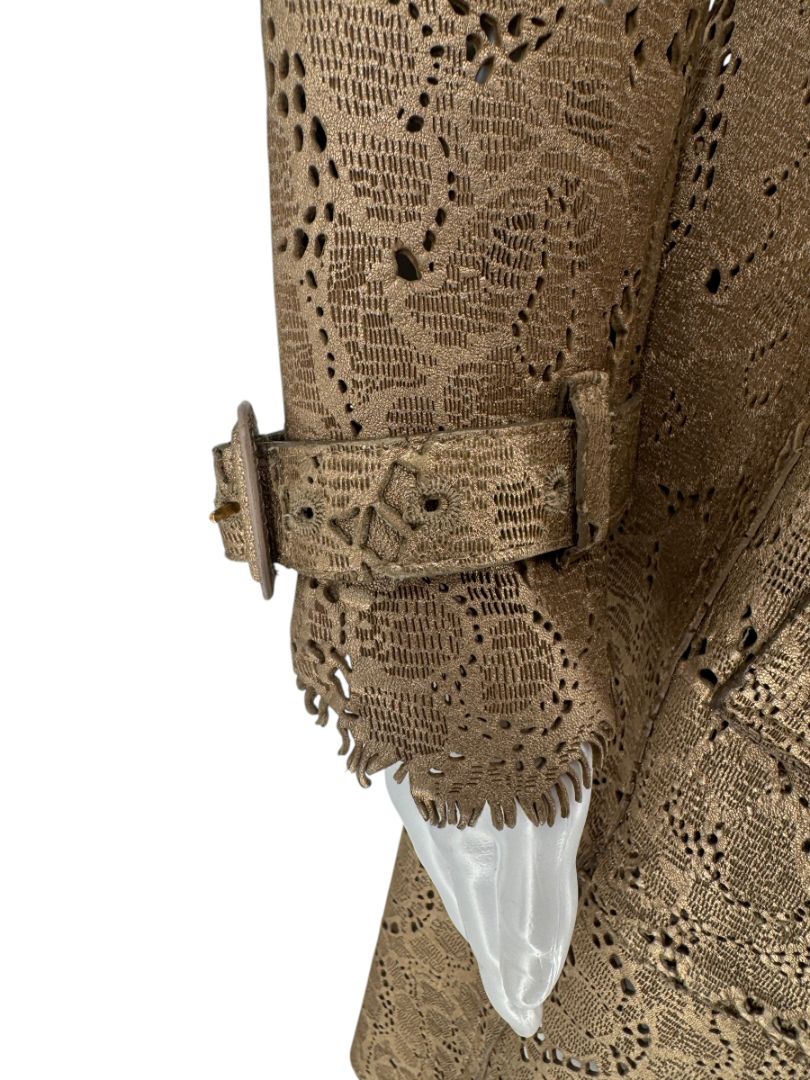 Runway BURBERRY Prorsum Laser Cut Goat Leather Trench Size Small