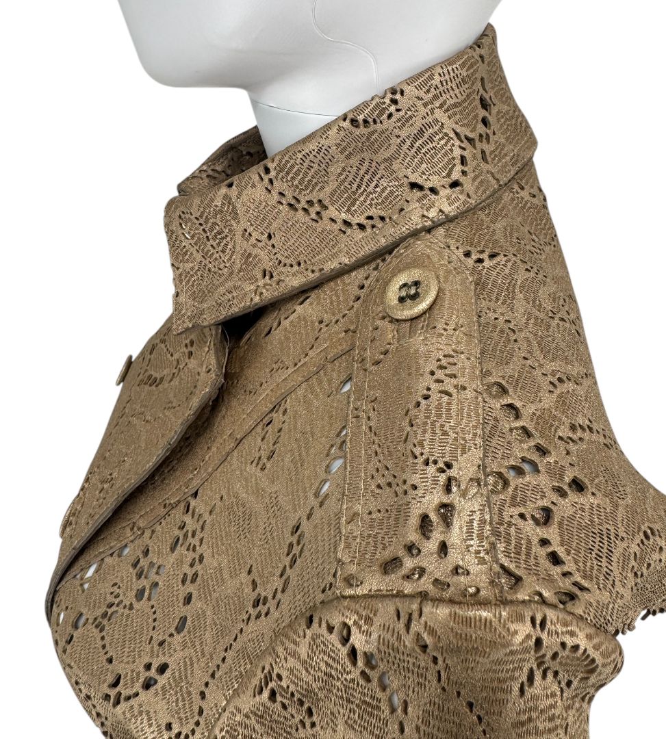 Runway BURBERRY Prorsum Laser Cut Goat Leather Trench Size Small