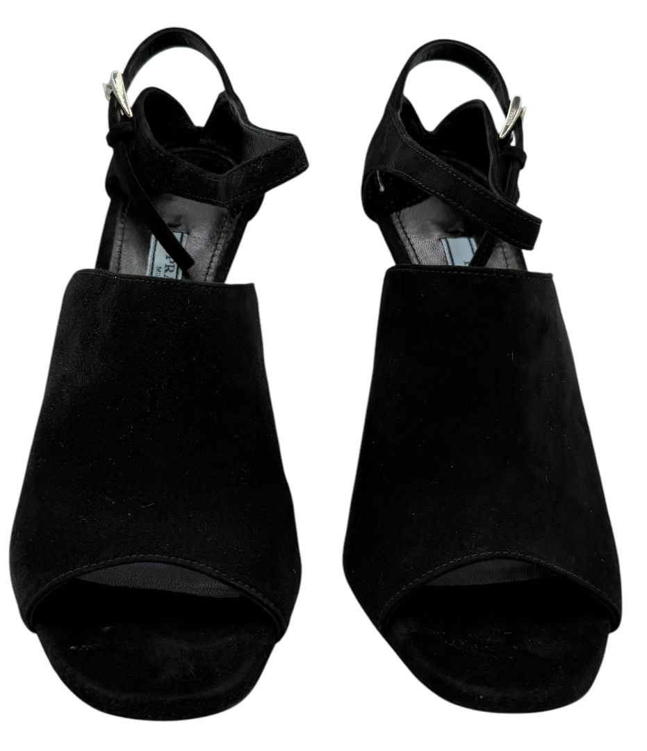 Prada Open-Toe Suede Heeled Sandals – Size 37 – Brand New in Box