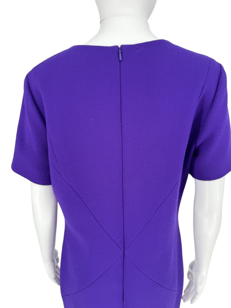 Pamella Roland Purple Textured Crepe V-Neck Dress – Fits Like a Large