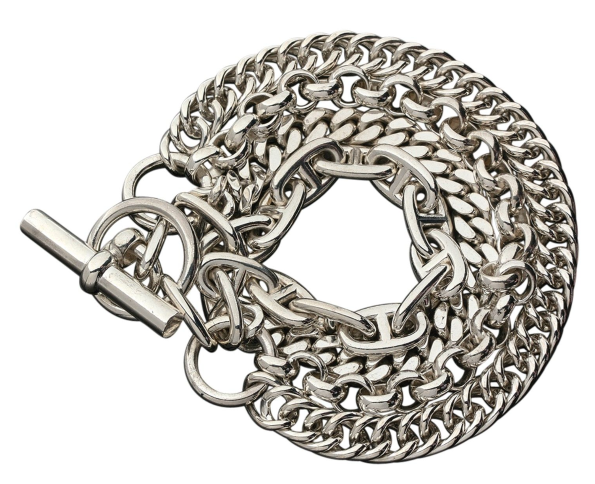 Hermès "Etcetera" Multi-Strand Sterling Silver Bracelet – 20cm
