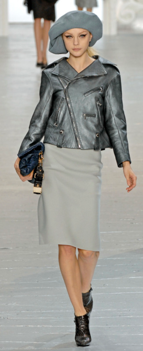 Louis Vuitton Metallic Grey Lambskin Moto Jacket – Size FR 40 (US 8)