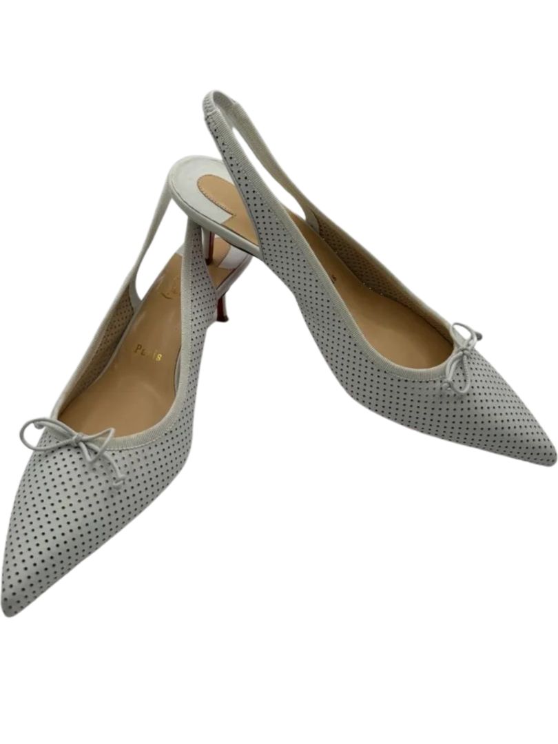 *NEW* Christian Louboutin HALL SLING PUMP Perforated Leather Heels - Suze 39.5