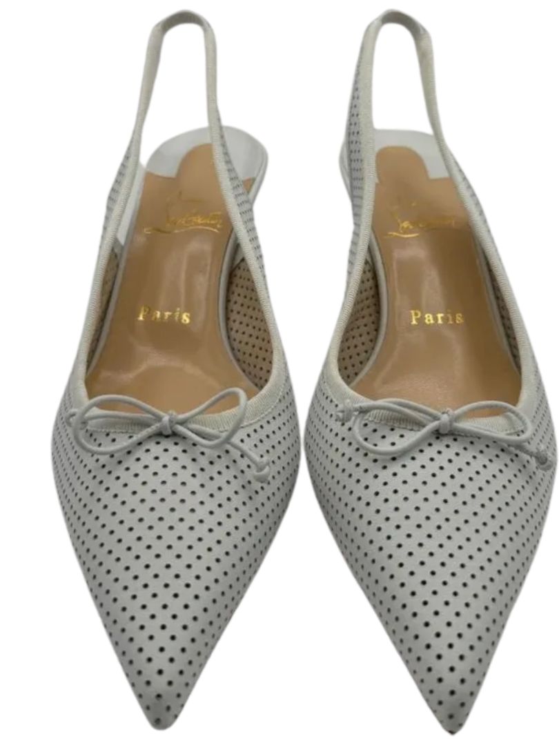 *NEW* Christian Louboutin HALL SLING PUMP Perforated Leather Heels - Suze 39.5