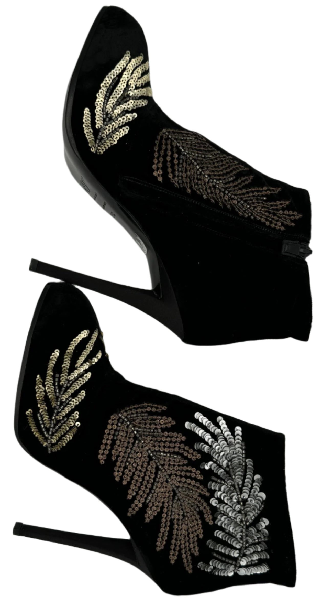 Roger Vivier Metallic Sequin Booties - Size 39.5