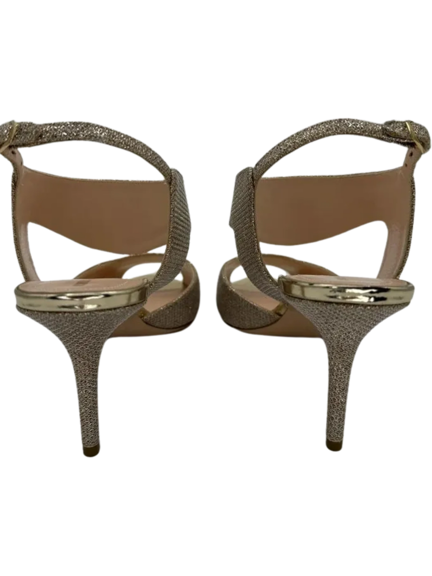 *NEW* Nicholas Kirkwood Metallic Beige Glitter Fabric Ankle Strap Sandals