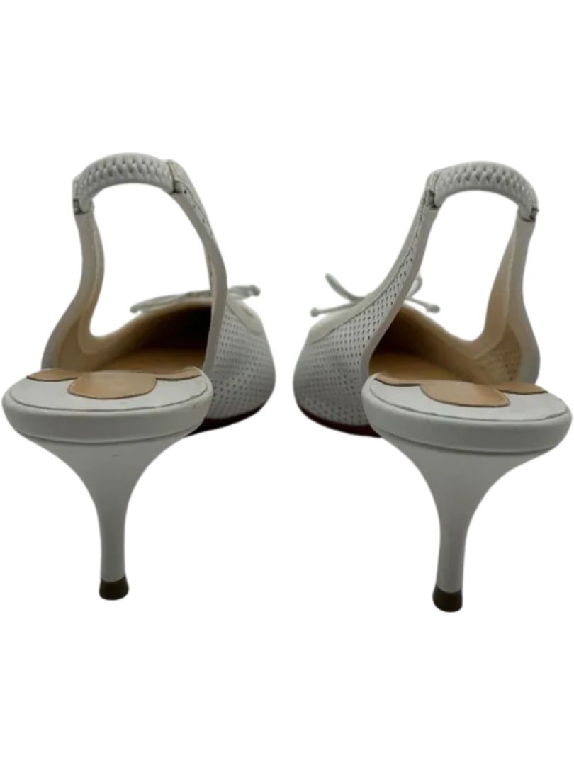 *NEW* Christian Louboutin HALL SLING PUMP Perforated Leather Heels - Suze 39.5