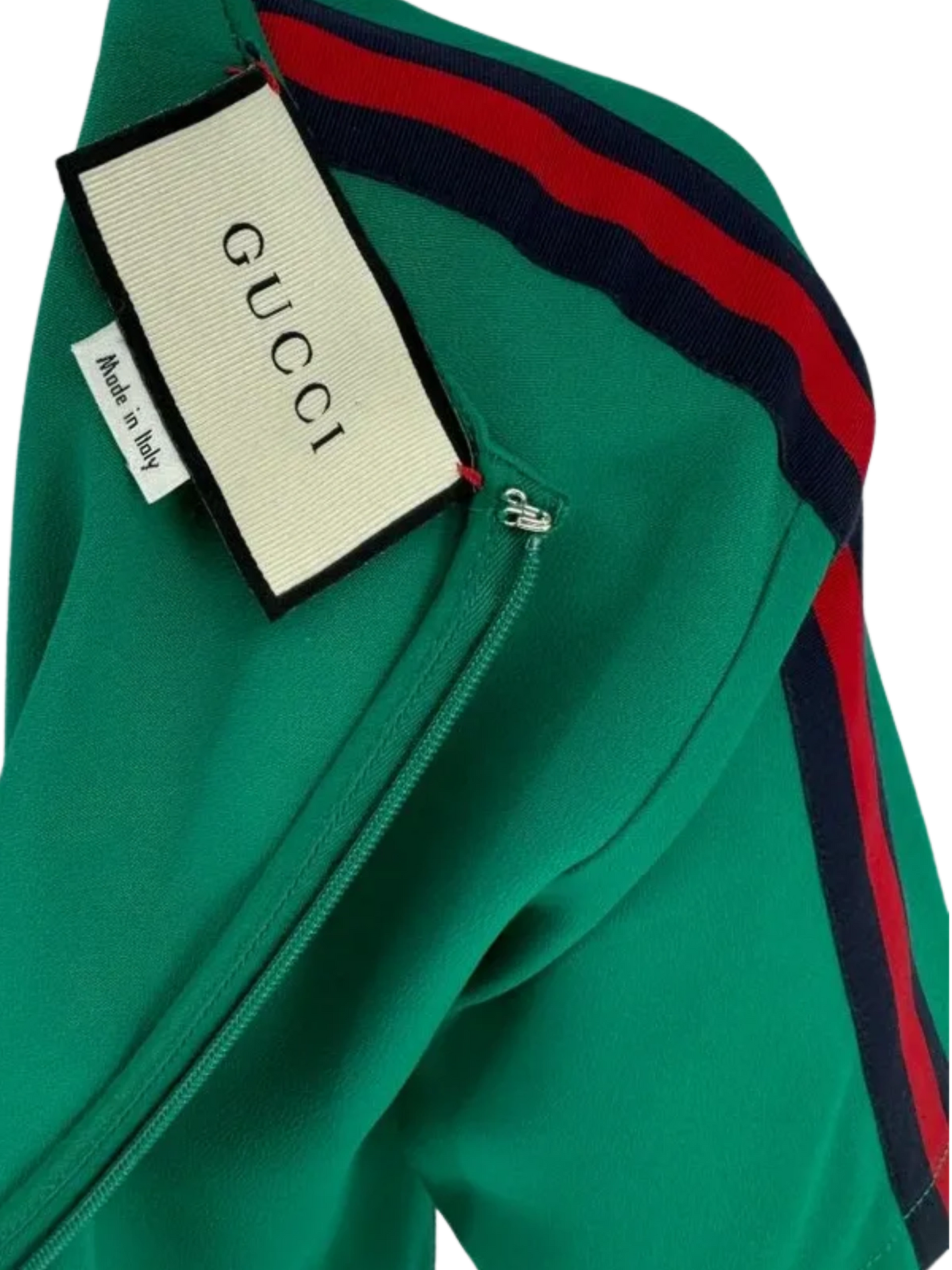 Gucci Dress Stretch Green Jersey Tunic with Iconic Ribbon