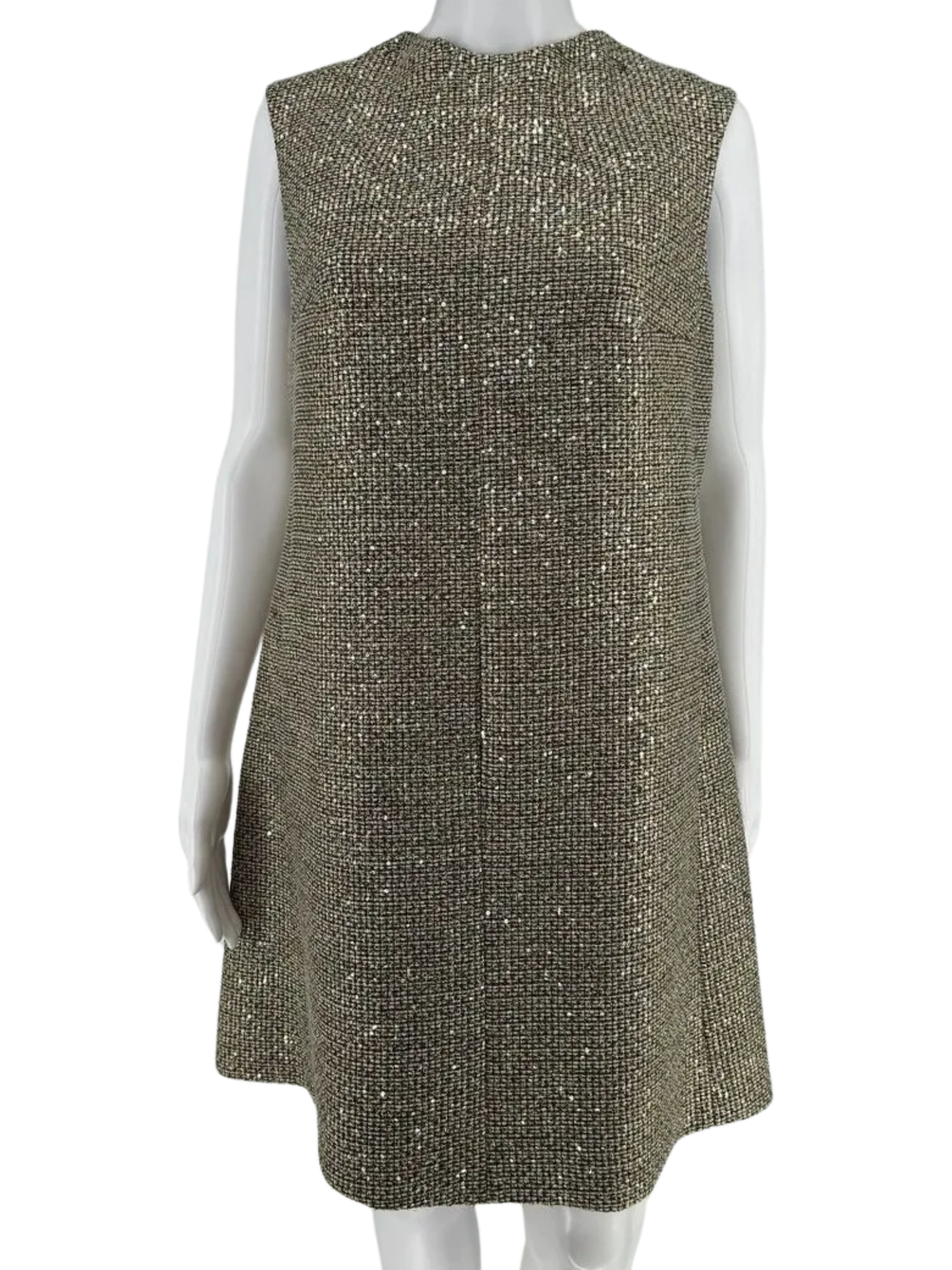 Saint Laurent Sleeveless Tweed Sparkly and Sequined Shift Dress – Size 44 FR