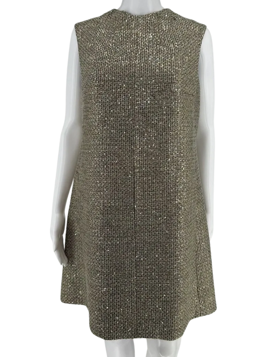 Saint Laurent Sleeveless Tweed Sparkly and Sequined Shift Dress – Size 44 FR