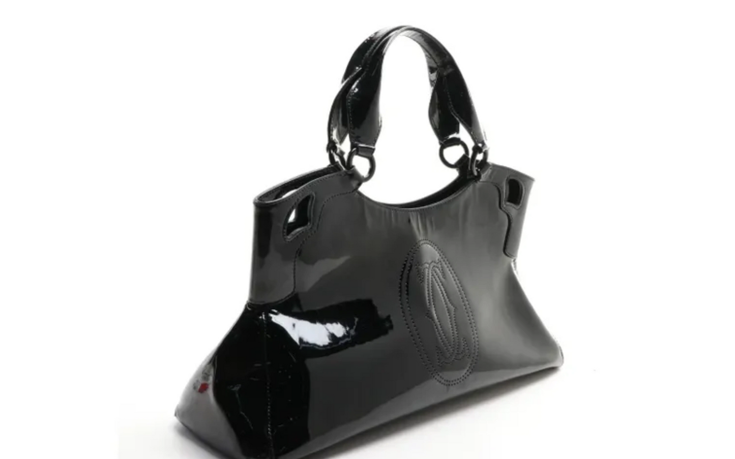 Cartier Large Handbag in Black Patent Leather