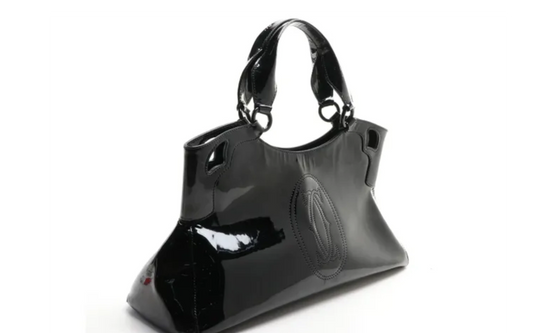 Cartier Large Handbag in Black Patent Leather