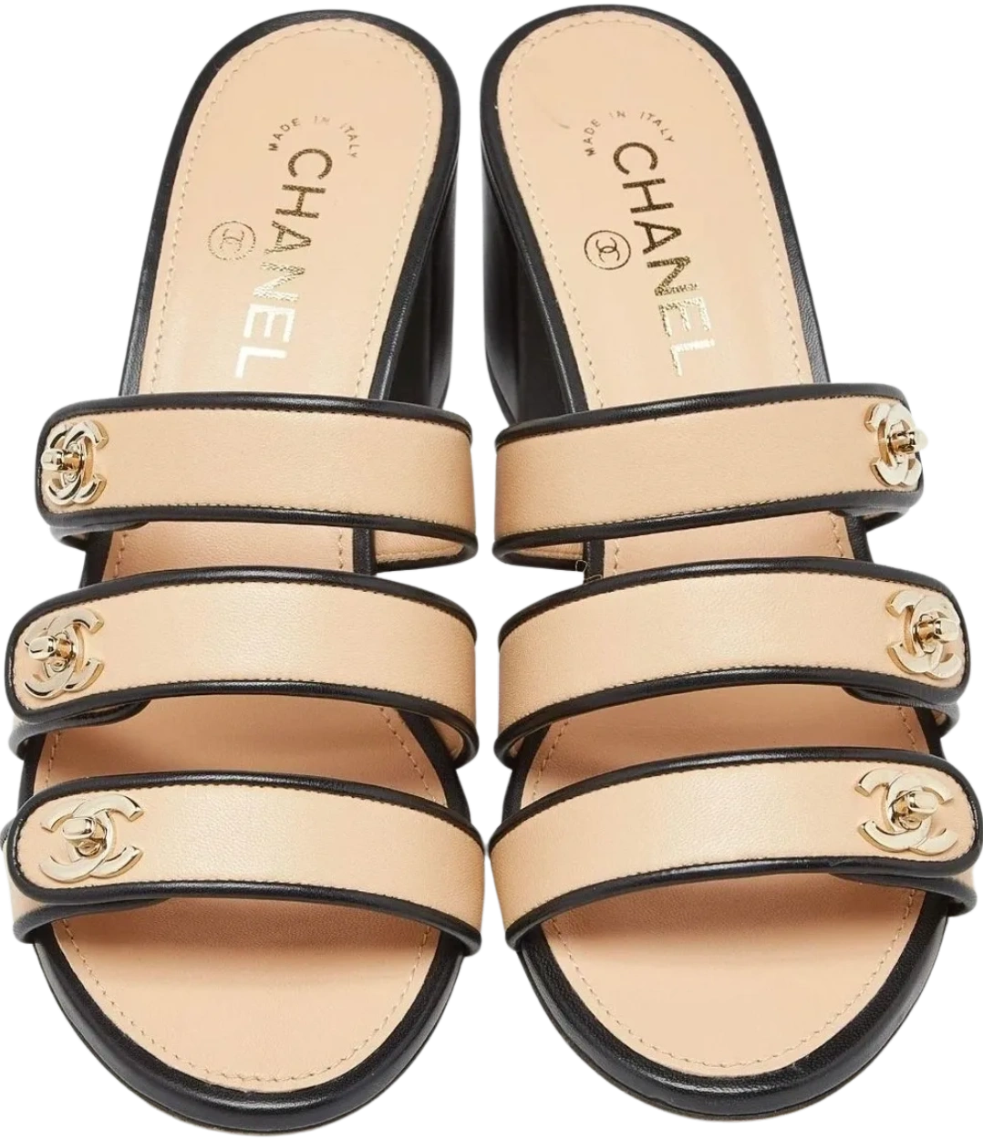 CHANEL CC Turn lock Leather Sandals