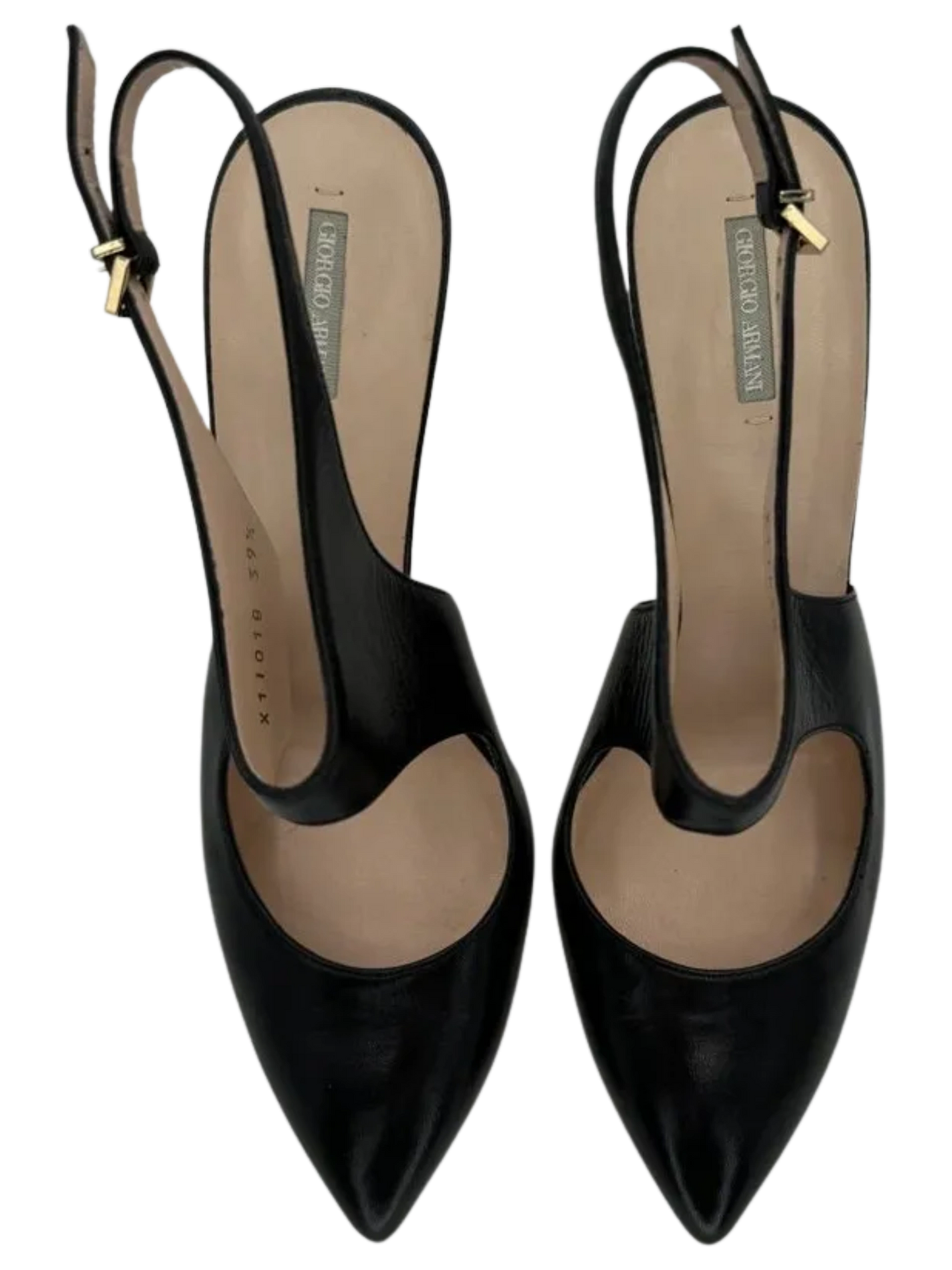 Giorgio Armani Black Leather Slingbacks