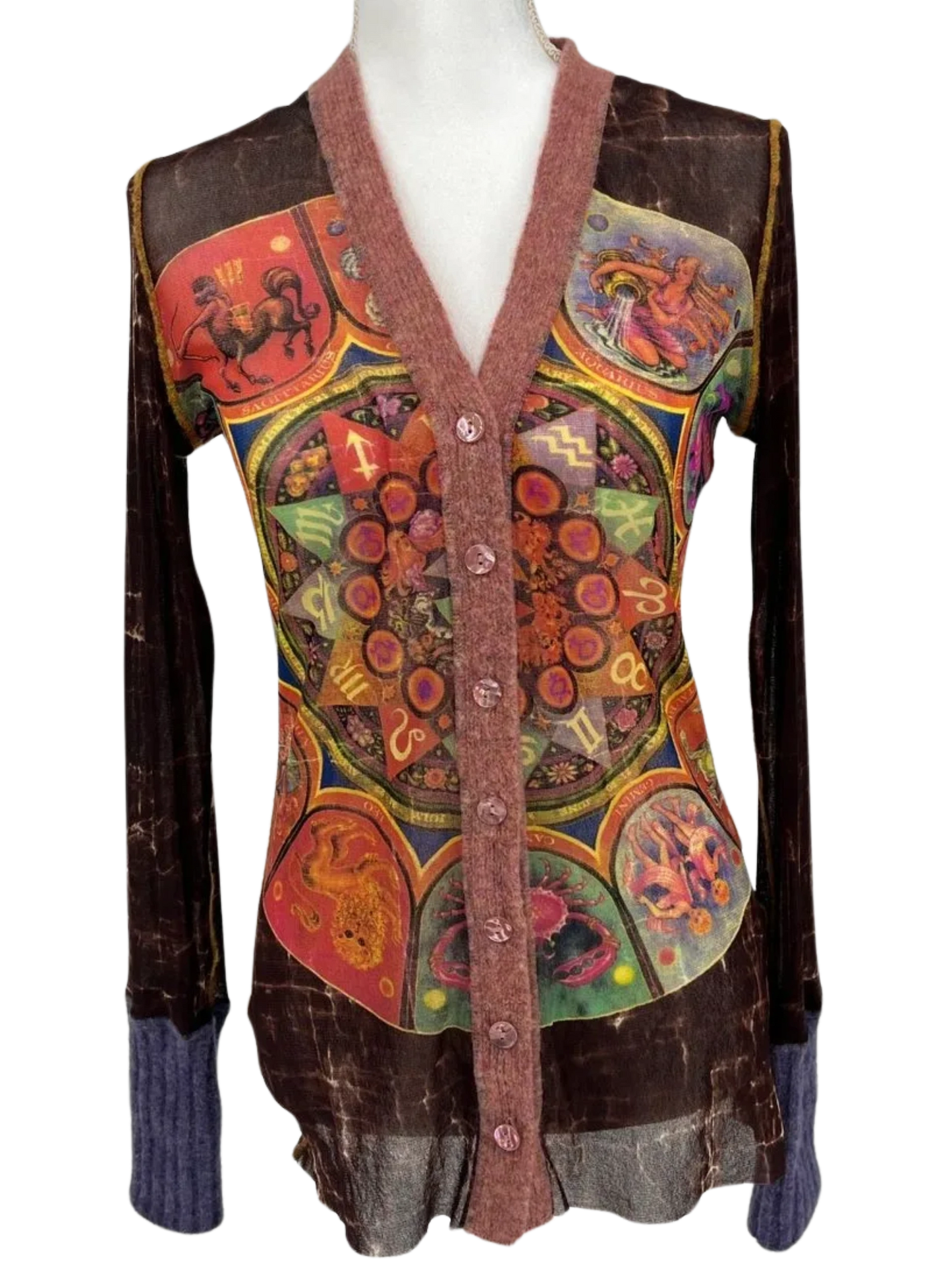 Vintage F/W 1998 Jean Paul Gaultier Zodiac/Astrology Mesh Cardigan