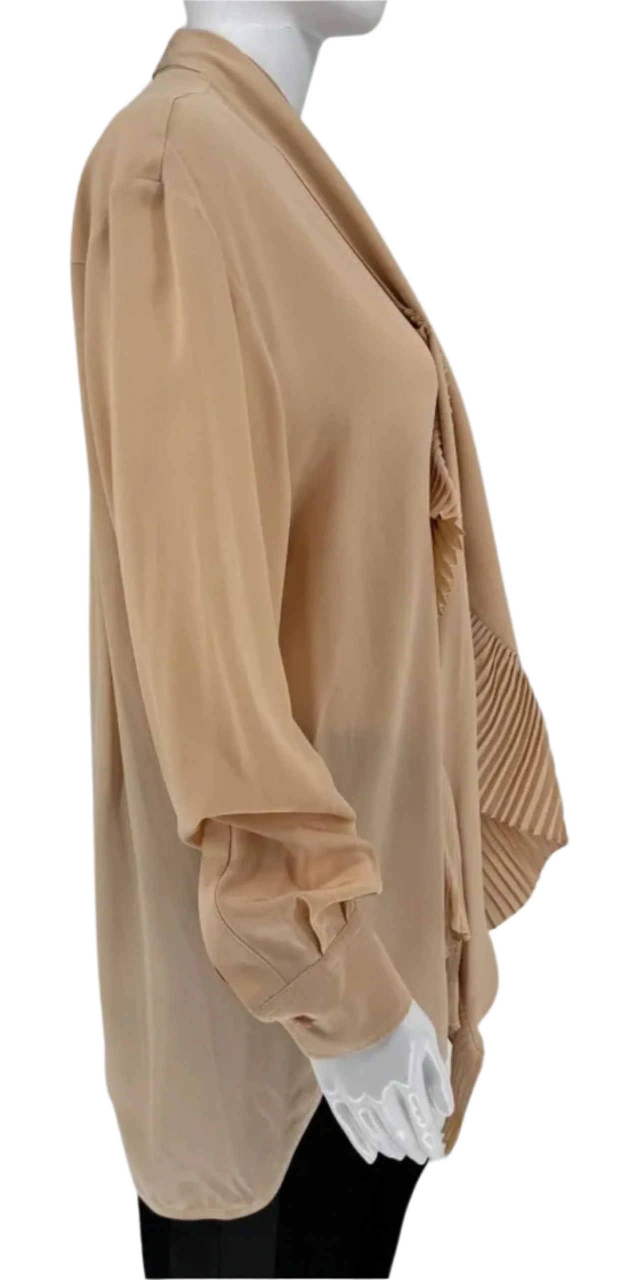 NWT Givenchy Silk Shirt With Detachable Pleated Scarf In Blush - FR 34