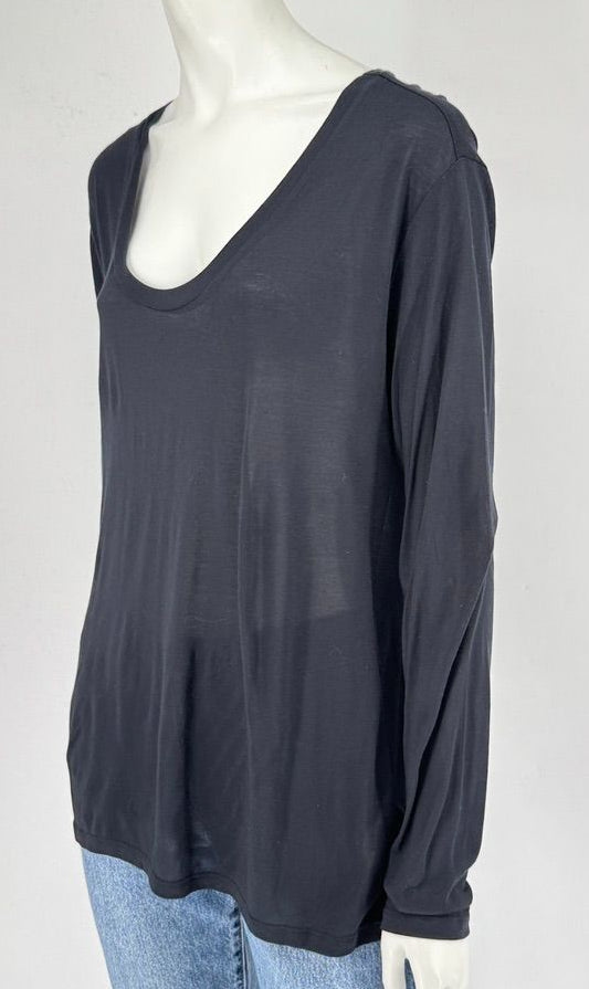 L’Agence Black Long Sleeve Scoop Neck Top – Size L
