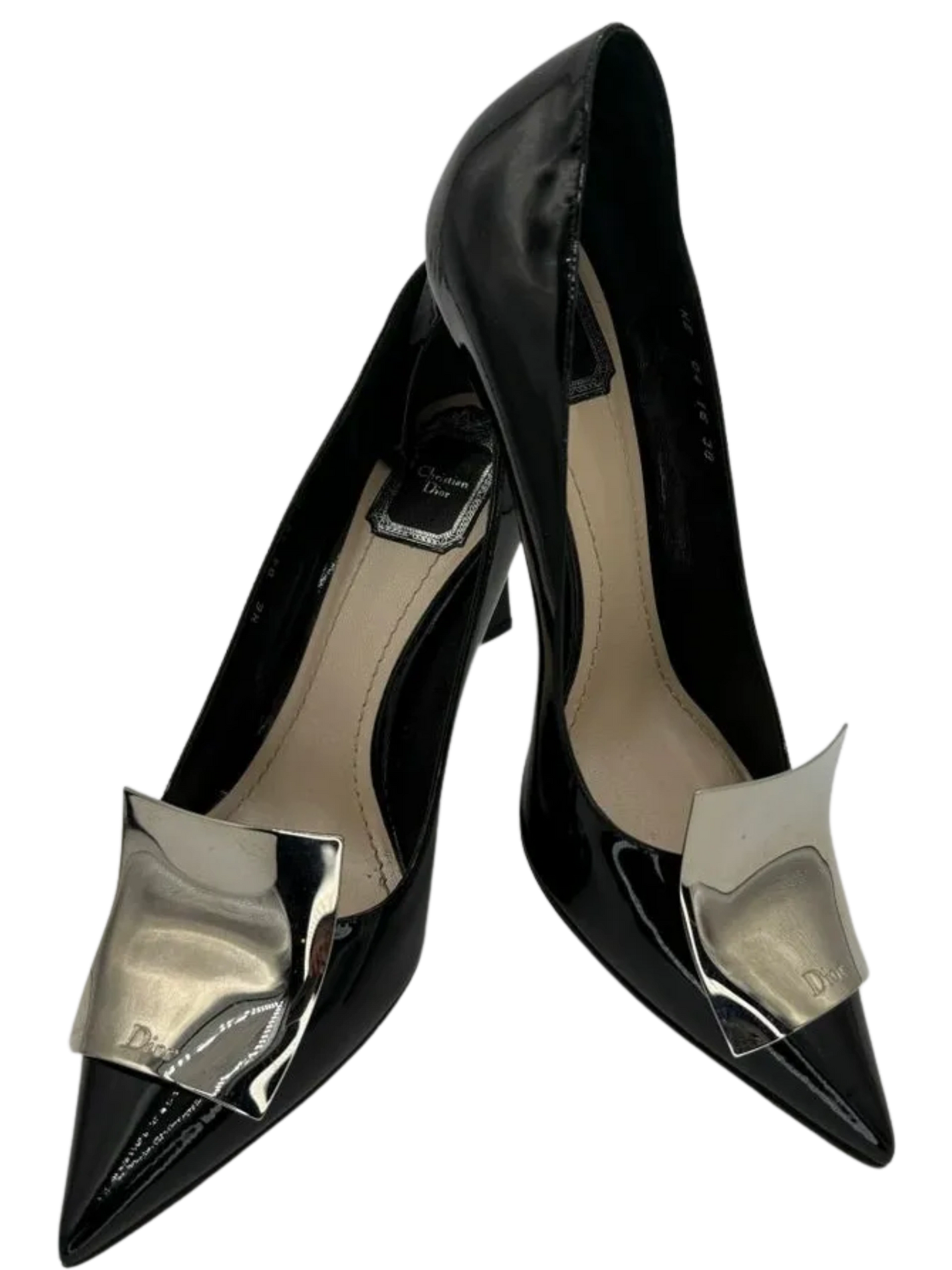 Christian Dior Black Patent Leather "Instinct" Pointed Toe Pumps