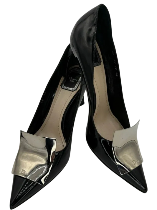 Christian Dior Black Patent Leather "Instinct" Pointed Toe Pumps