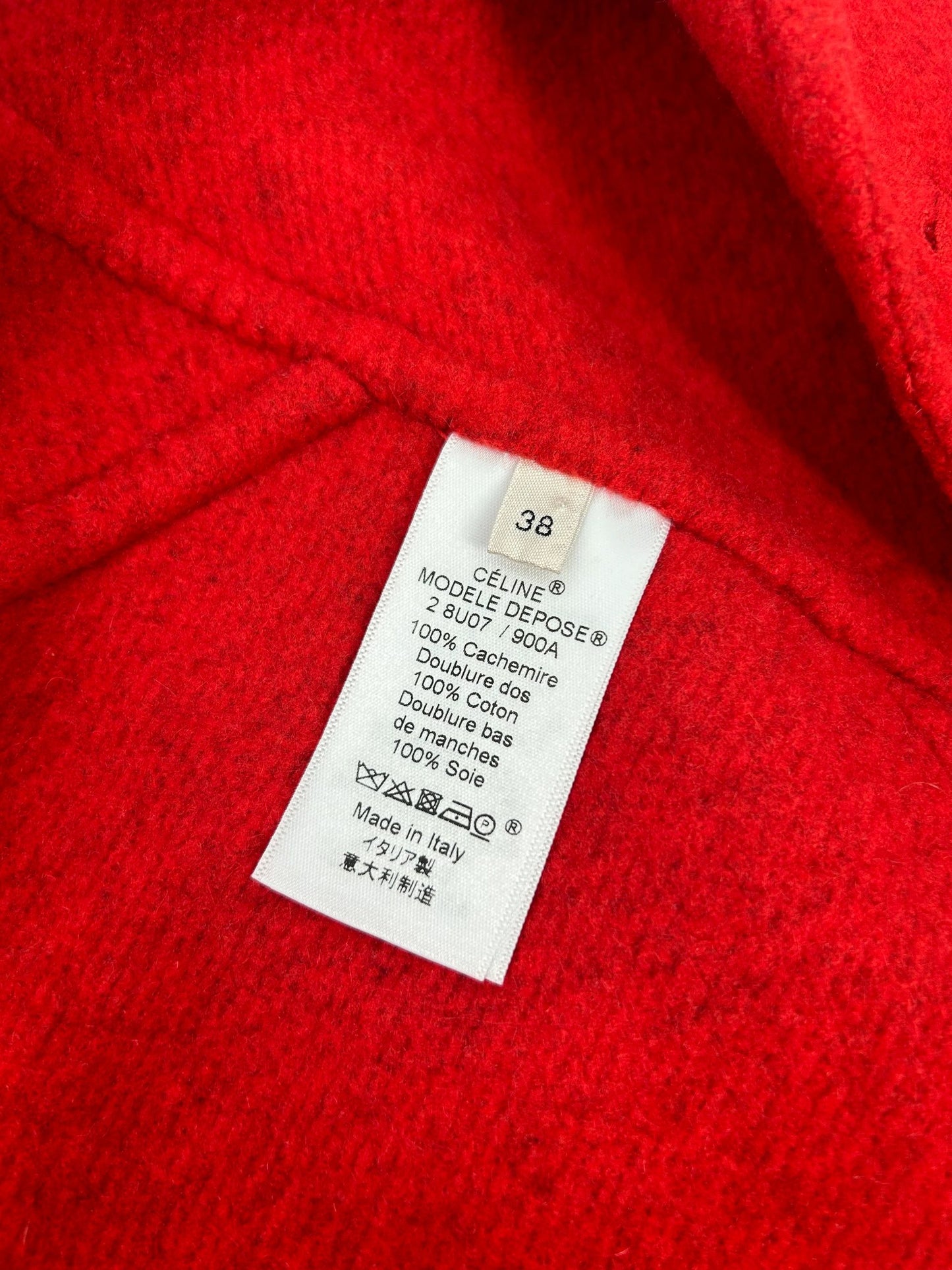 Celine Red double-faced Cashmere Oversized Peacoat. Size: 38/6